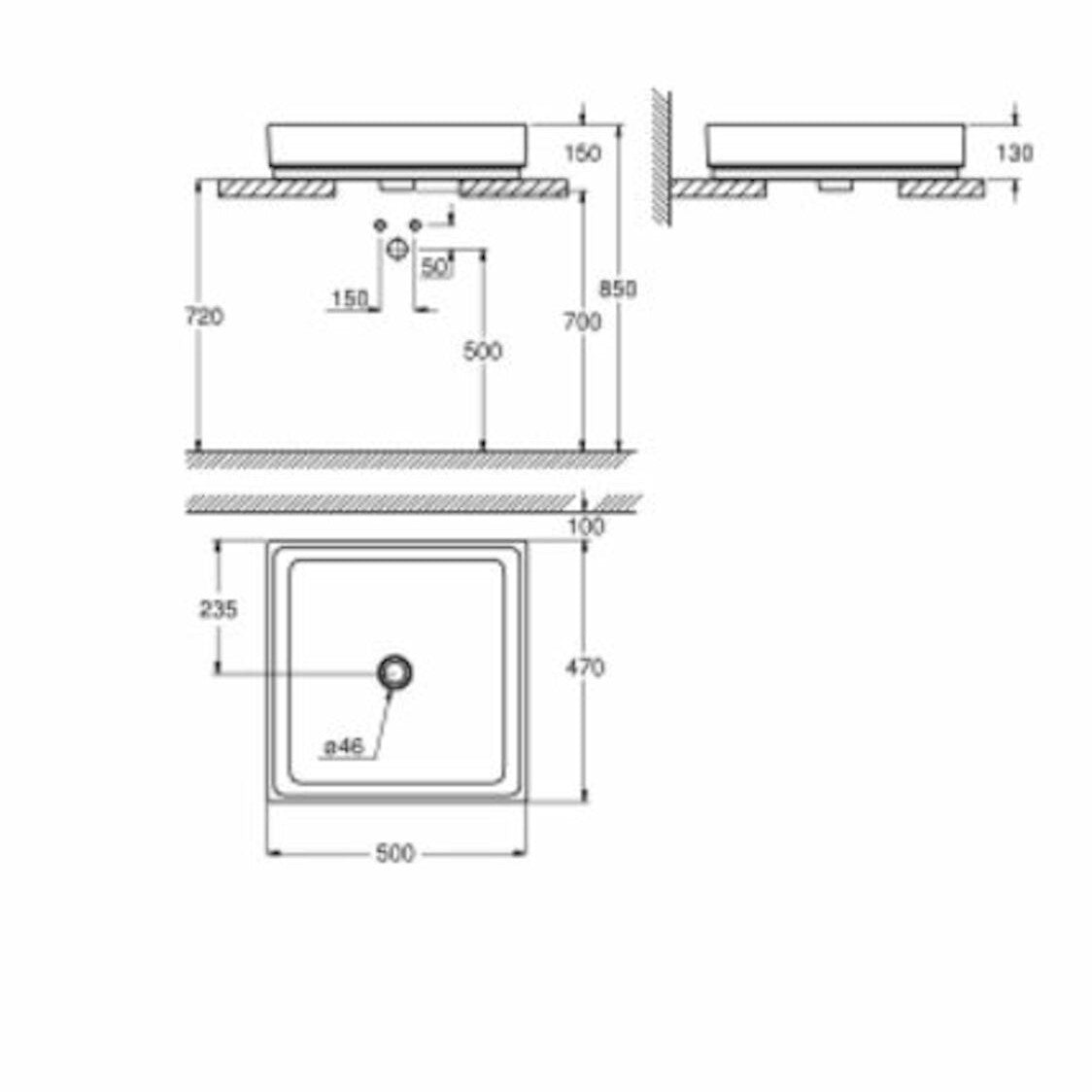 Umivalniki 3948100H Grohe Cube Ceramic 50 x 47 cm pravokotni nadpultni umivalnik | KOPALNICA-ONLINE.SI