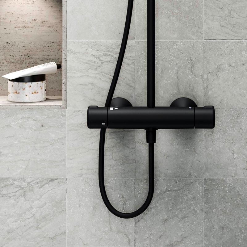 Tuš sistemi 4435013033 Hansa Micra termostatska armatura s tuš setom črna | KOPALNICA-ONLINE.SI