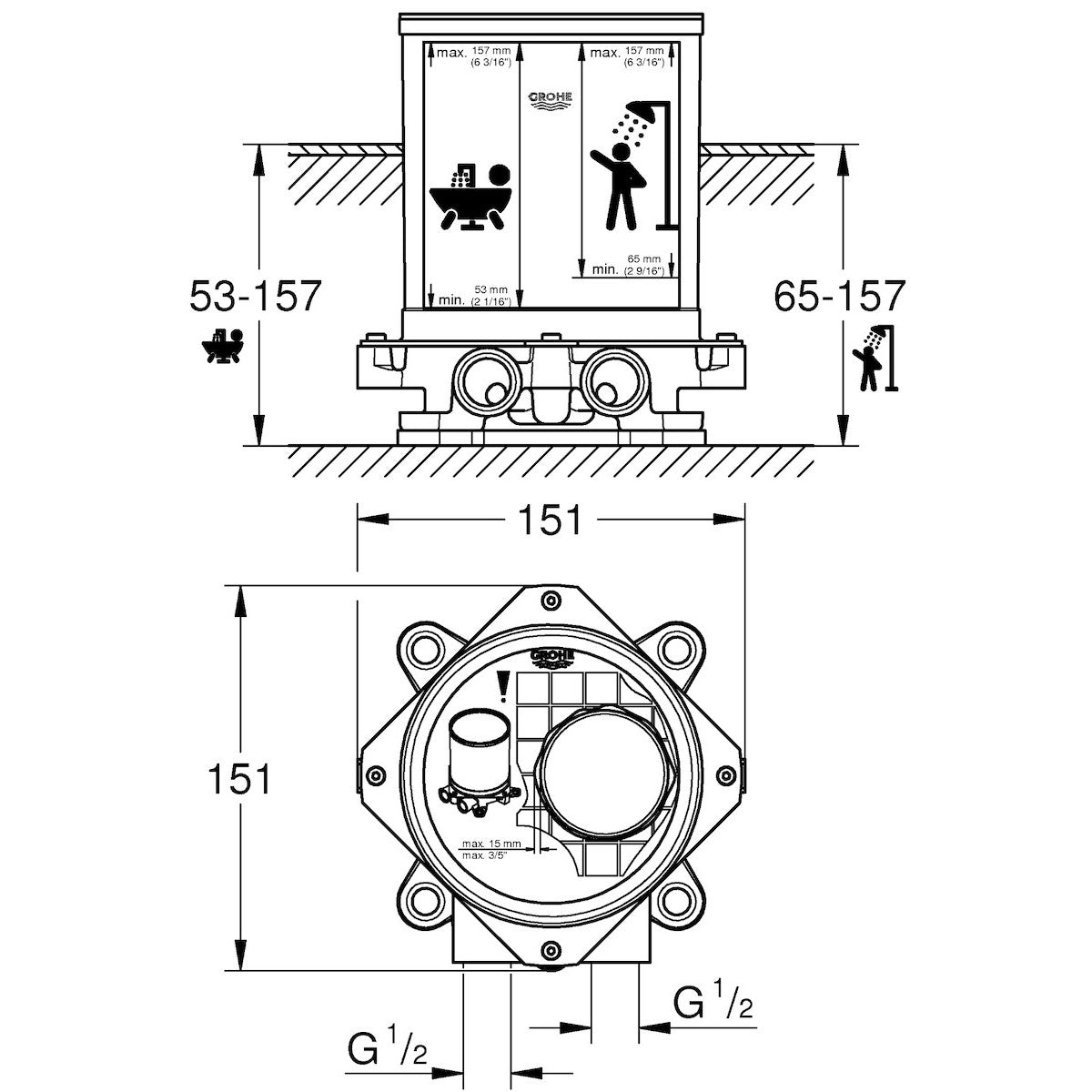 Podometni del 45984001 Grohe Universal podometni del za samostoječo armaturo za kad | KOPALNICA-ONLINE.SI