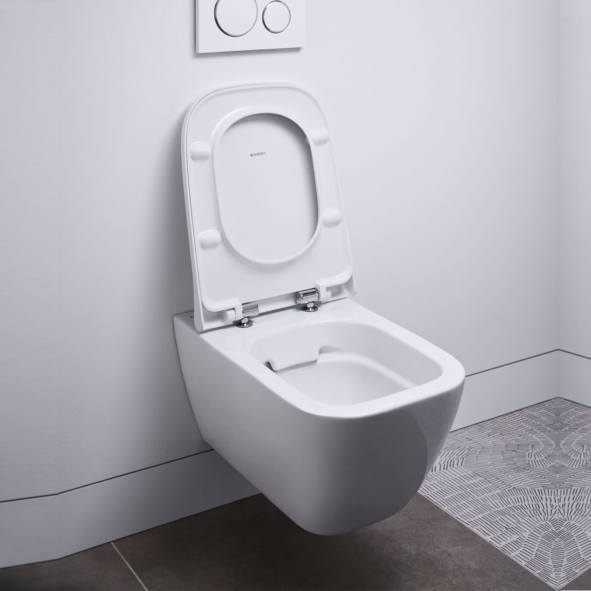 500.683.00.2 Geberit Smyle Square viseča brezrobna WC školjka z WC desko s počasnim zapiranjem