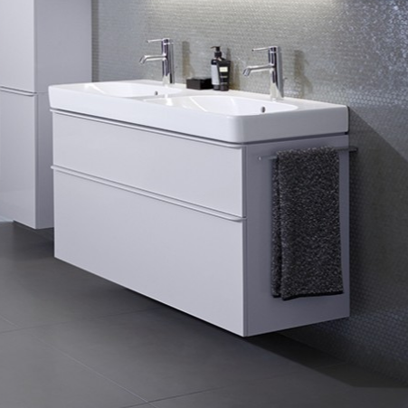 Umivalniki 500.223.01.1 Geberit Smyle Square 120 x 48 cm dvojni keramični umivalnik z 2 odprtinama | KOPALNICA-ONLINE.SI