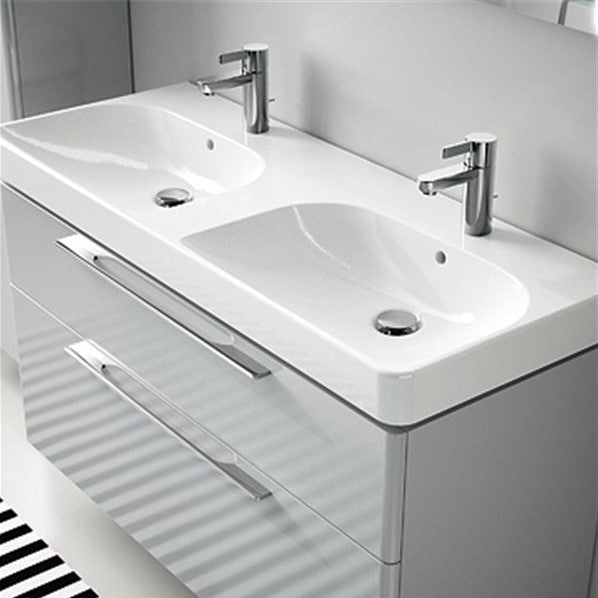 Umivalniki 500.223.01.1 Geberit Smyle Square 120 x 48 cm dvojni keramični umivalnik z 2 odprtinama | KOPALNICA-ONLINE.SI