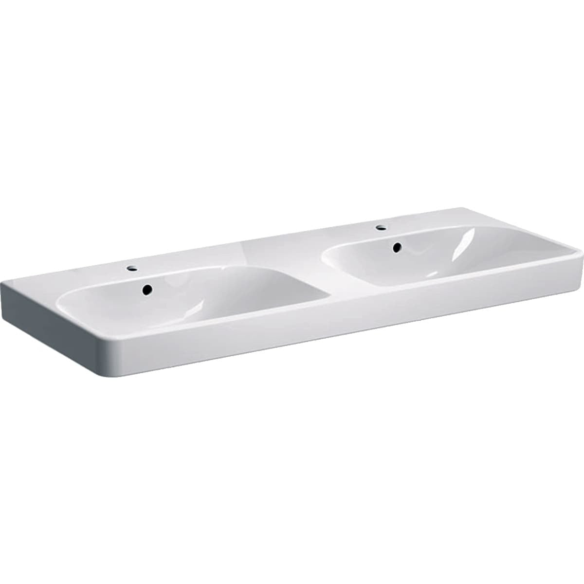 Umivalniki 500.223.01.1 Geberit Smyle Square 120 x 48 cm dvojni keramični umivalnik z 2 odprtinama | KOPALNICA-ONLINE.SI