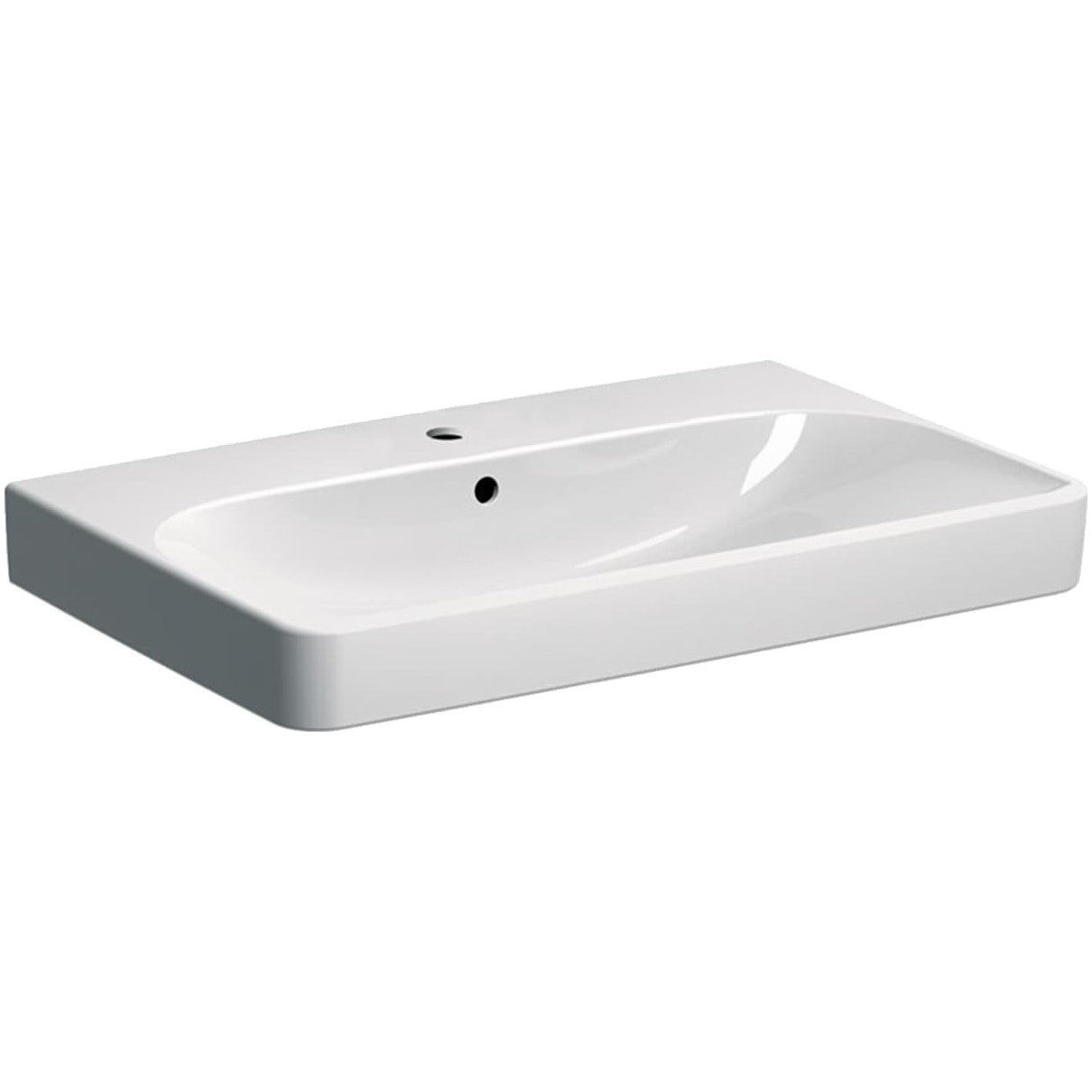 Umivalniki 500.249.01.1 Geberit Smyle Square 75 x 48 cm keramični umivalnik z odprtino za armaturo | KOPALNICA-ONLINE.SI