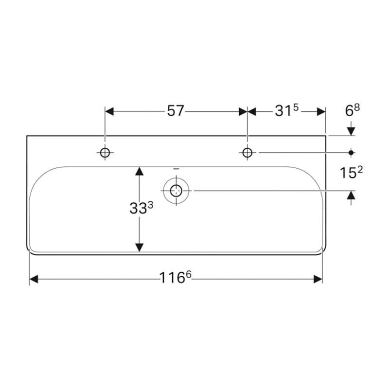 Umivalniki 500.253.01.1 Geberit Smyle Square 120 x 48 cm dvojni keramični umivalnik z 2 odprtinama | KOPALNICA-ONLINE.SI