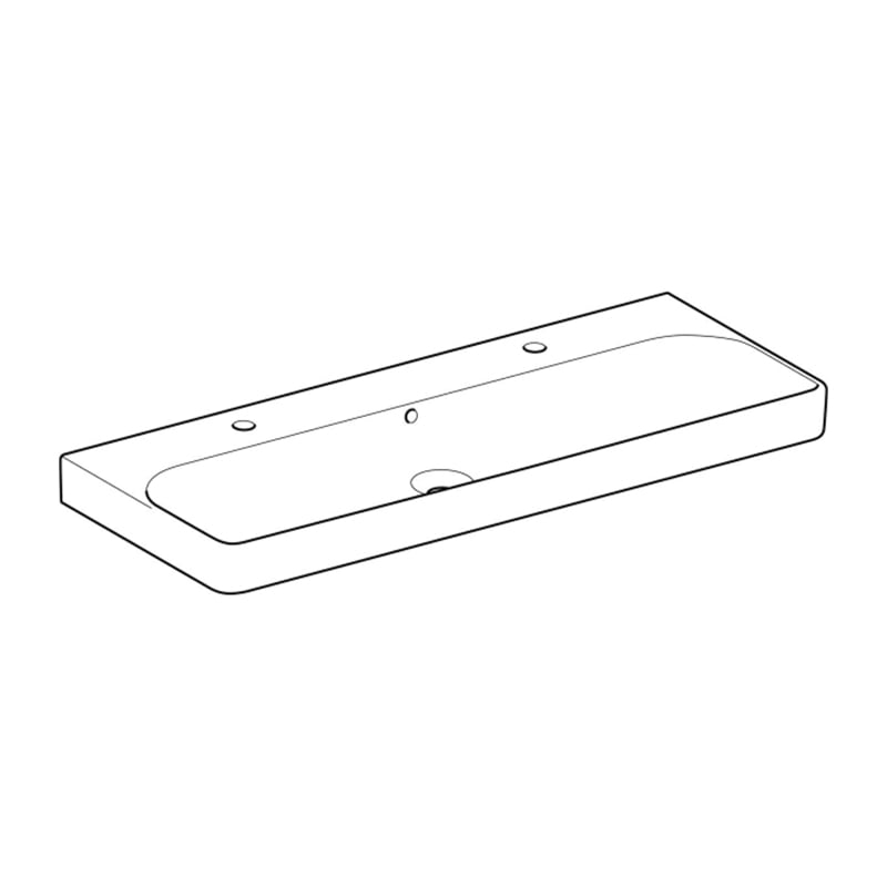Umivalniki 500.253.01.1 Geberit Smyle Square 120 x 48 cm dvojni keramični umivalnik z 2 odprtinama | KOPALNICA-ONLINE.SI