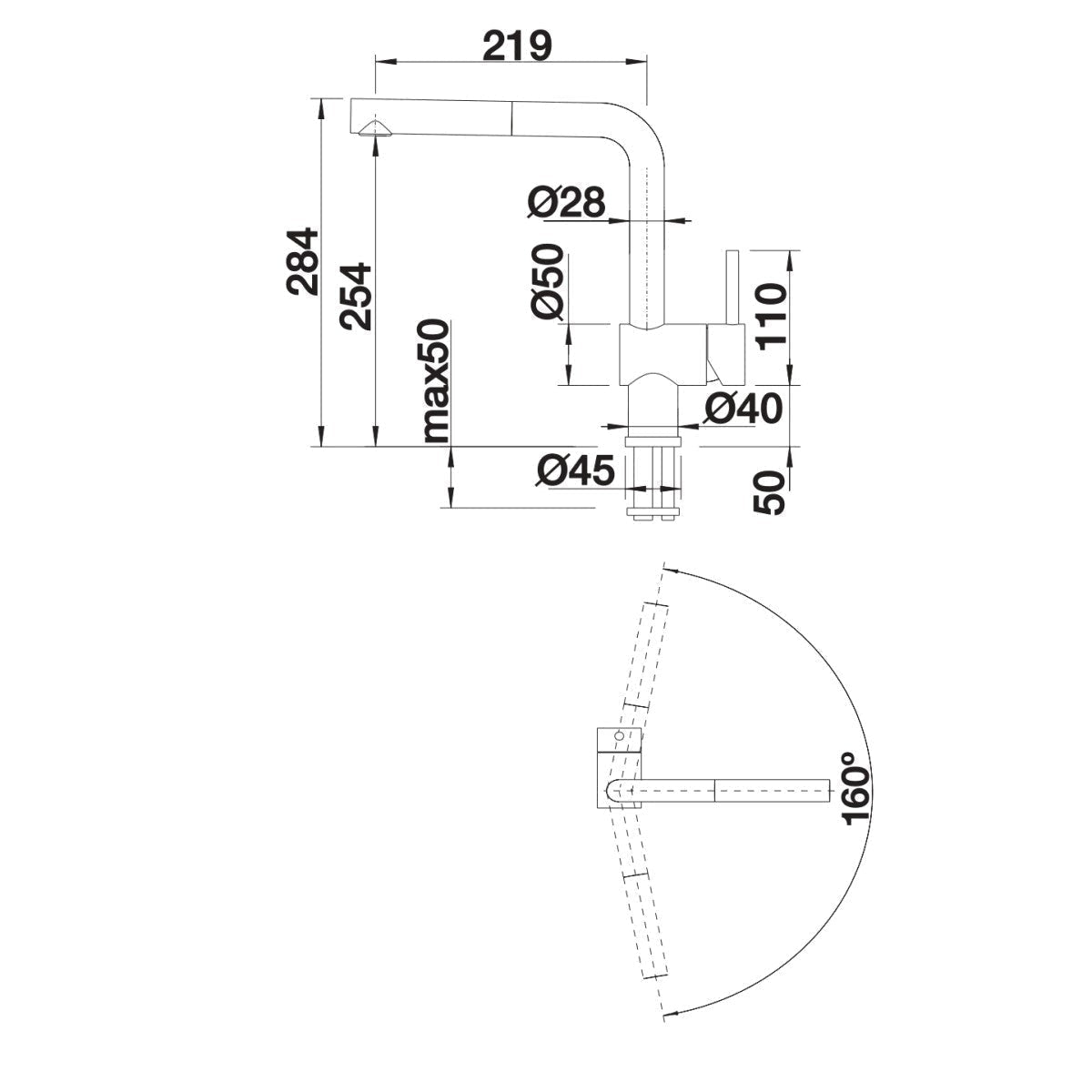 Kuhinjska armatura 516693 Blanco Linus-S vrtljiva izvlečna kuhinjska armatura | KOPALNICA-ONLINE.SI