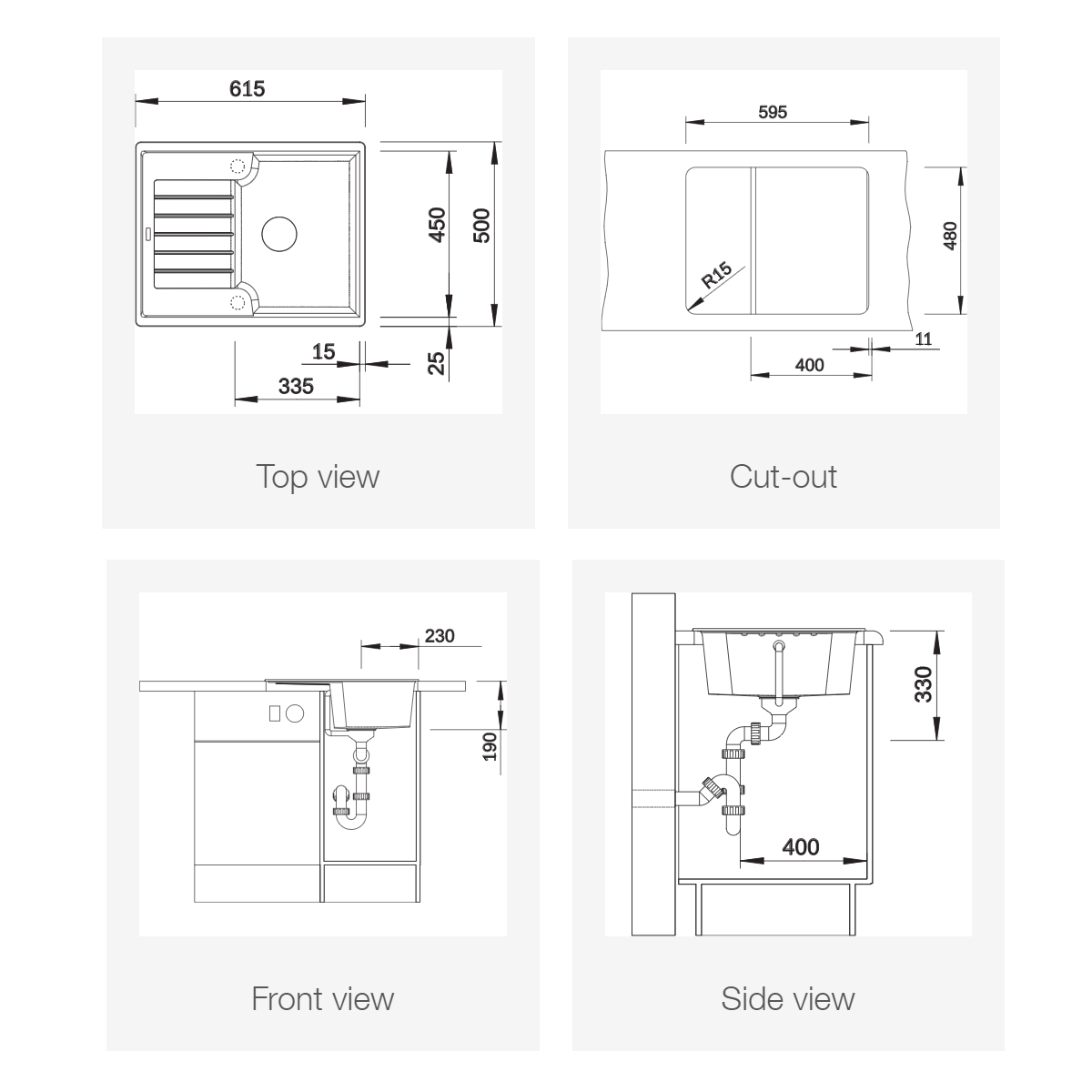Pomivalno korito 516923 Blanco Zia 40 S pomivalno korito iz umetnega kamna | KOPALNICA-ONLINE.SI