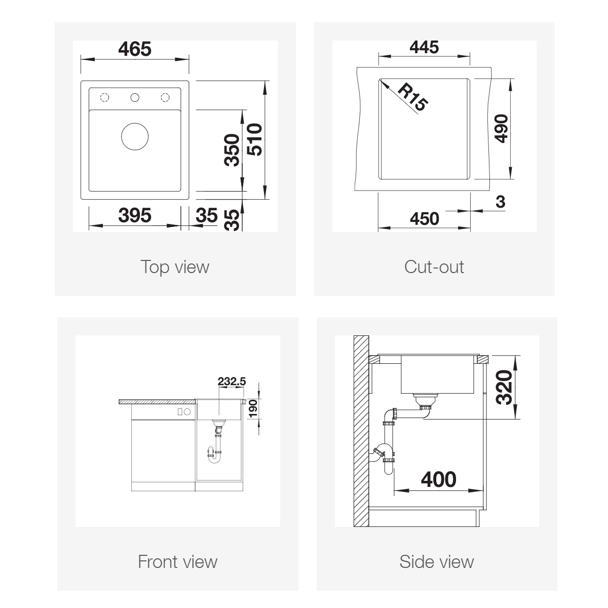 Pomivalno korito 517161 Blanco Dalago 45 pomivalno korito iz umetnega kamna | KOPALNICA-ONLINE.SI