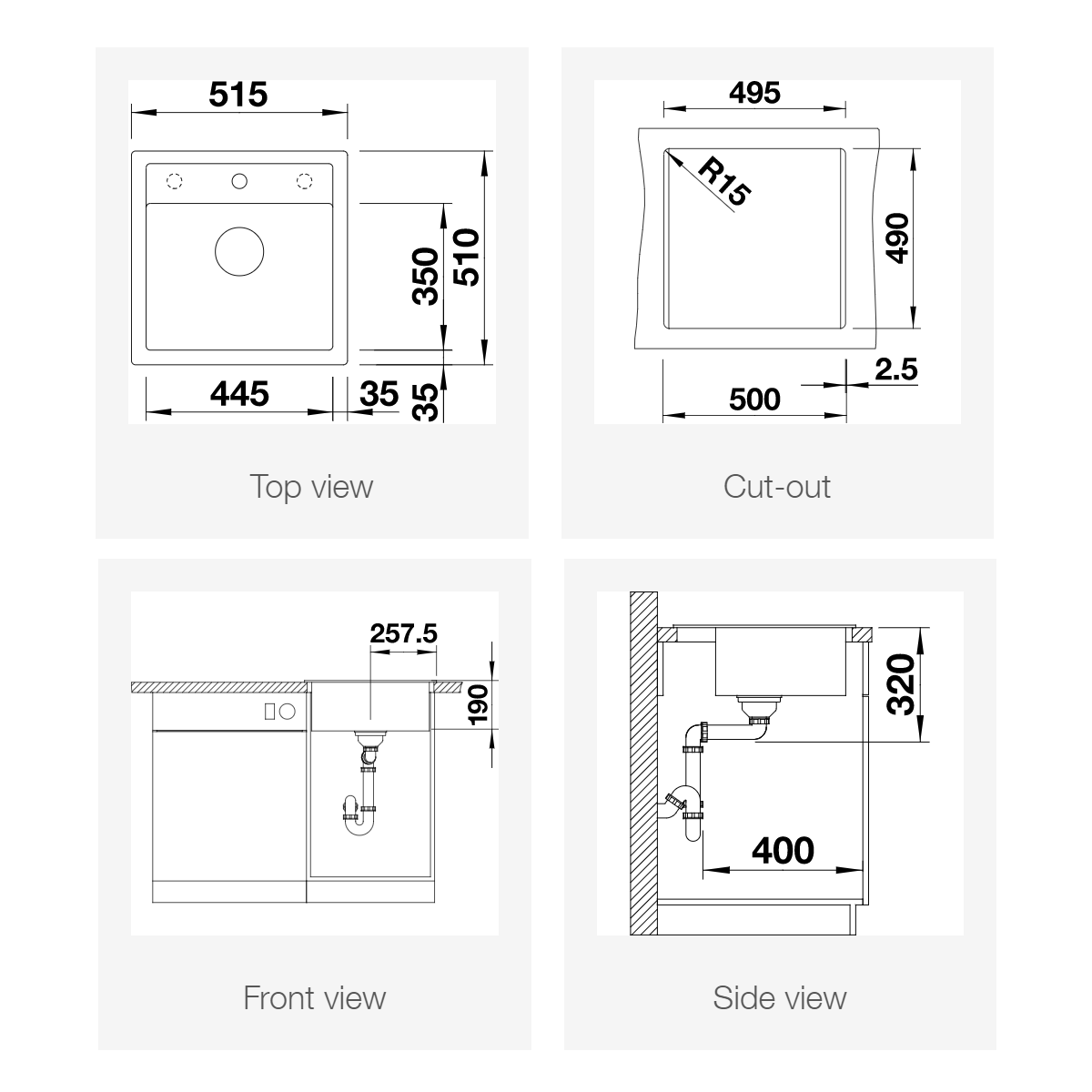 Pomivalno korito 518524 Blanco Dalago 5 pomivalno korito iz umetnega kamna | KOPALNICA-ONLINE.SI