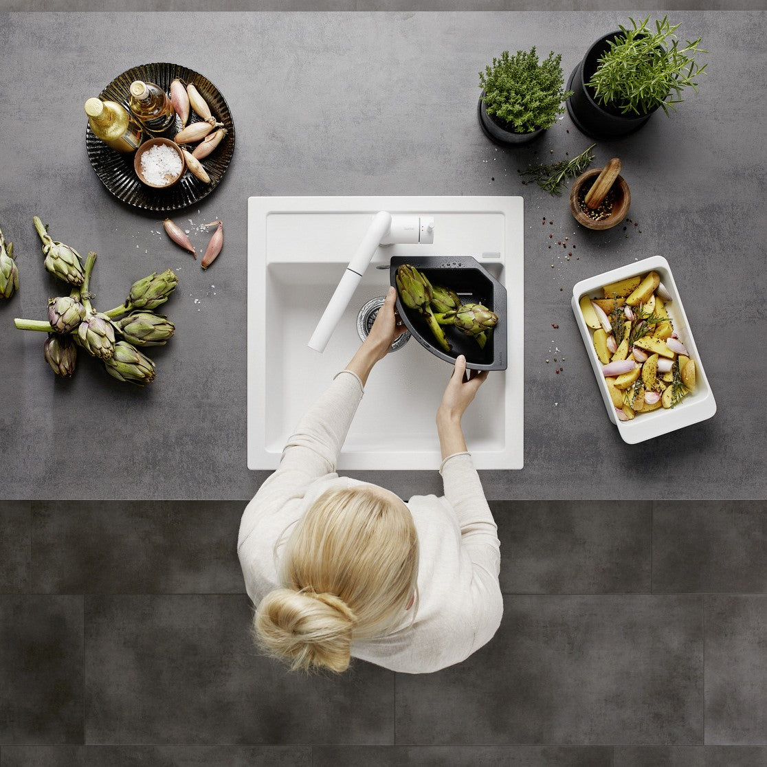 Pomivalno korito 518524 Blanco Dalago 5 pomivalno korito iz umetnega kamna | KOPALNICA-ONLINE.SI