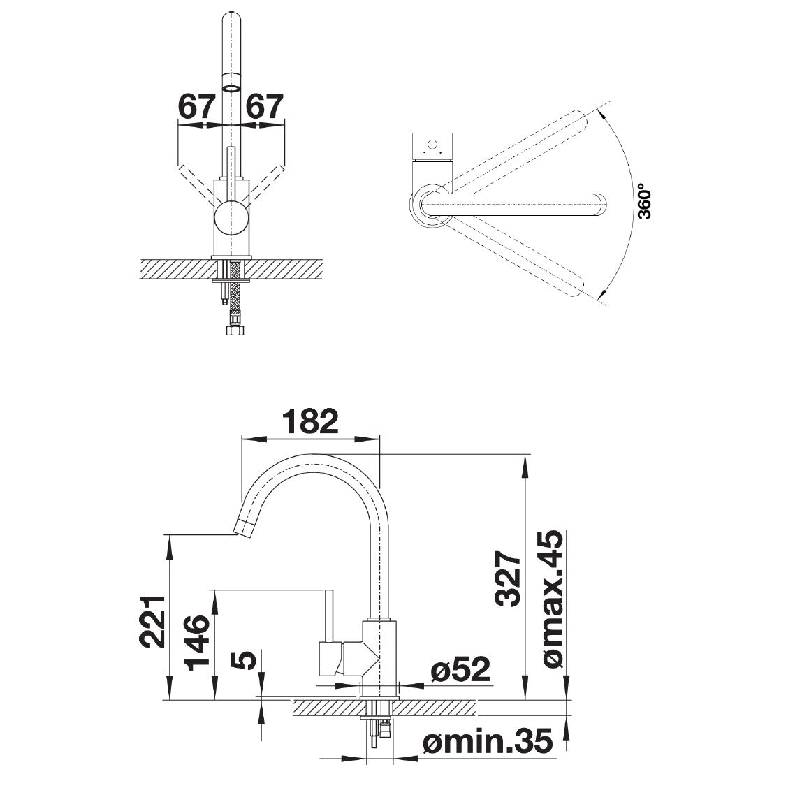 Kuhinjska armatura 519419 Blanco Mida vrtljiva kuhinjska armatura | KOPALNICA-ONLINE.SI