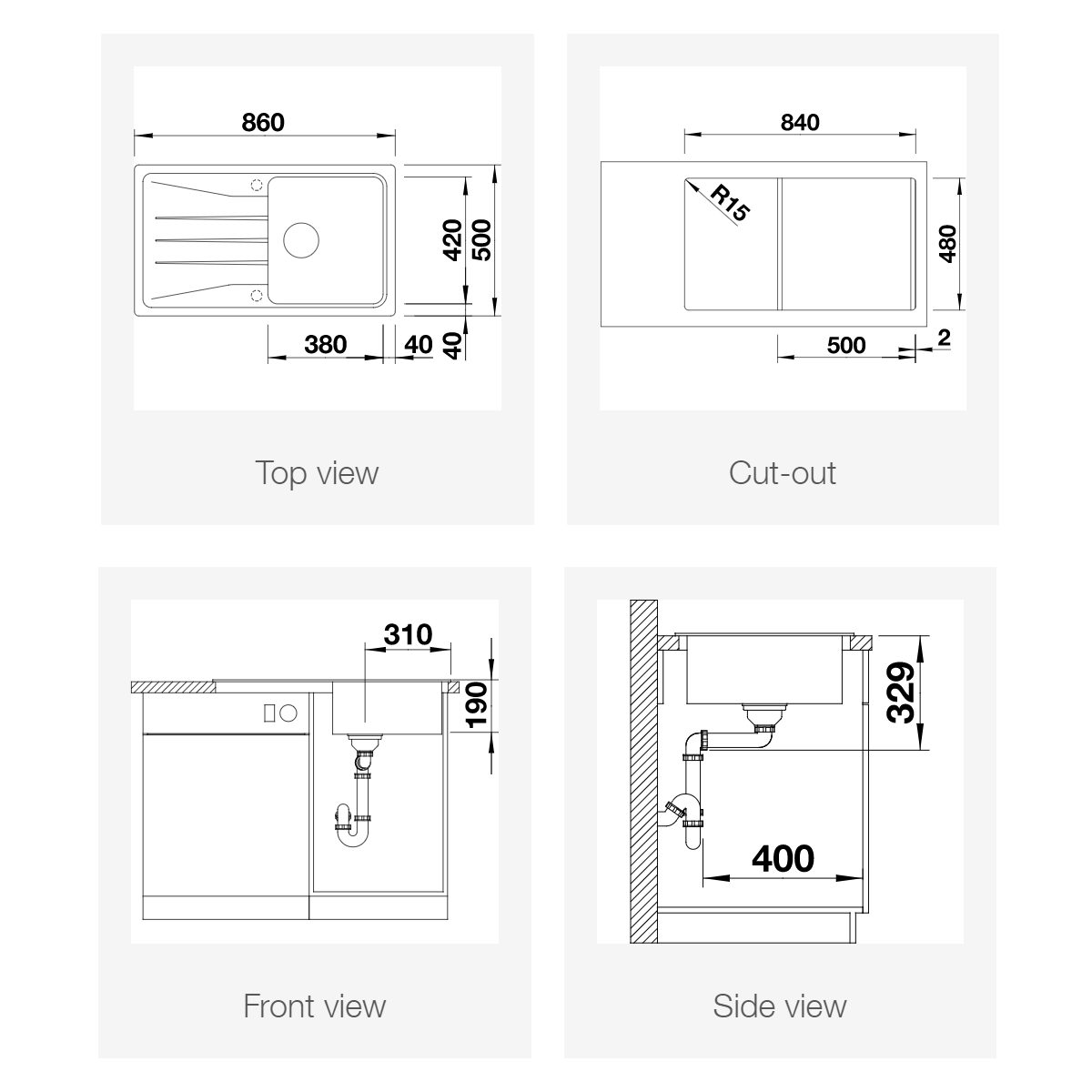 Pomivalno korito 519675 Blanco Sona 5 S pomivalno korito iz umetnega kamna | KOPALNICA-ONLINE.SI