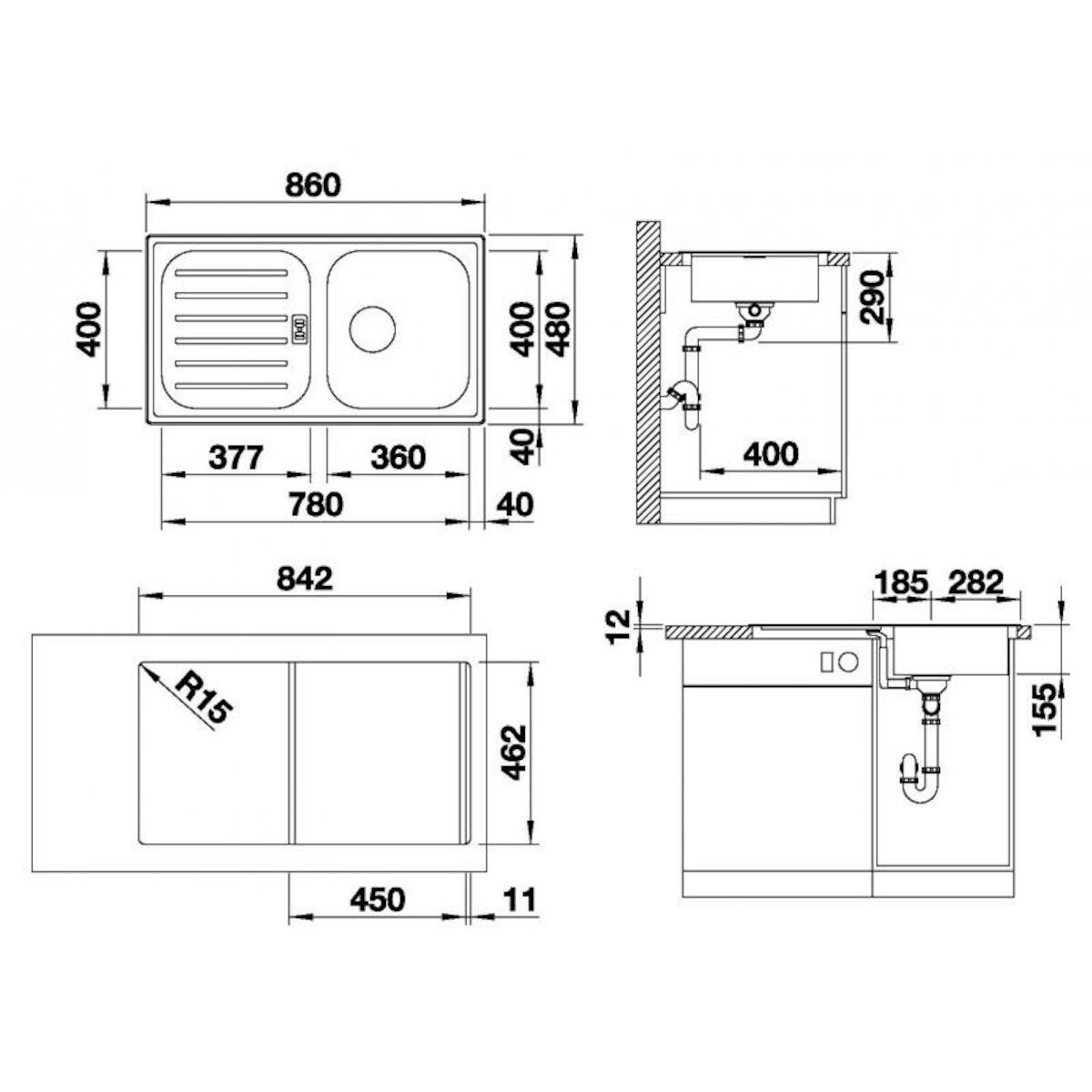 Pomivalno korito 521007 Blanco Flex Pro 45 S pomivalno korito iz nerjavnega jekla | KOPALNICA-ONLINE.SI