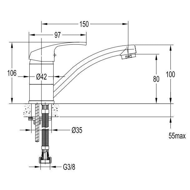 Armature 52196 Sapho Aqualine vrtljiva kuhinjska armatura | KOPALNICA-ONLINE.SI