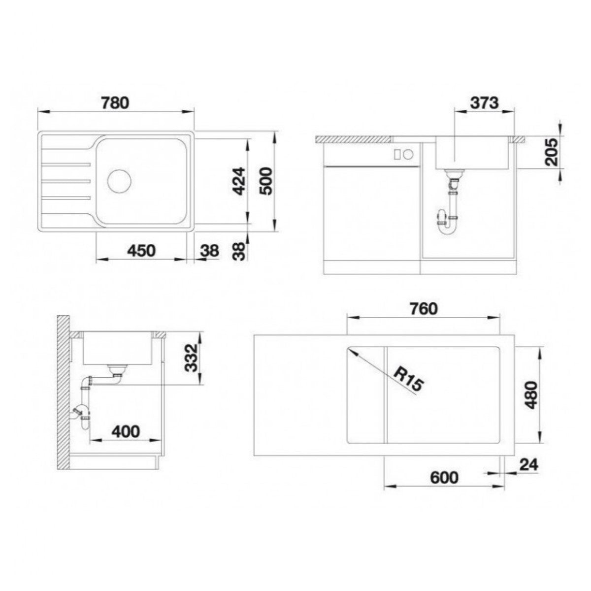 Pomivalno korito 525111 Blanco Lemis XL 6 S-IF Compact pomivalno korito iz nerjavnega jekla | KOPALNICA-ONLINE.SI