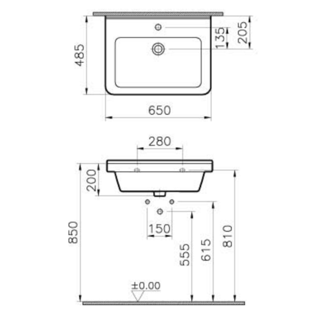 Umivalniki 5311-003-0001 Vitra S50 65 x 48,5 cm keramični umivalnik z odprtino za armaturo | KOPALNICA-ONLINE.SI