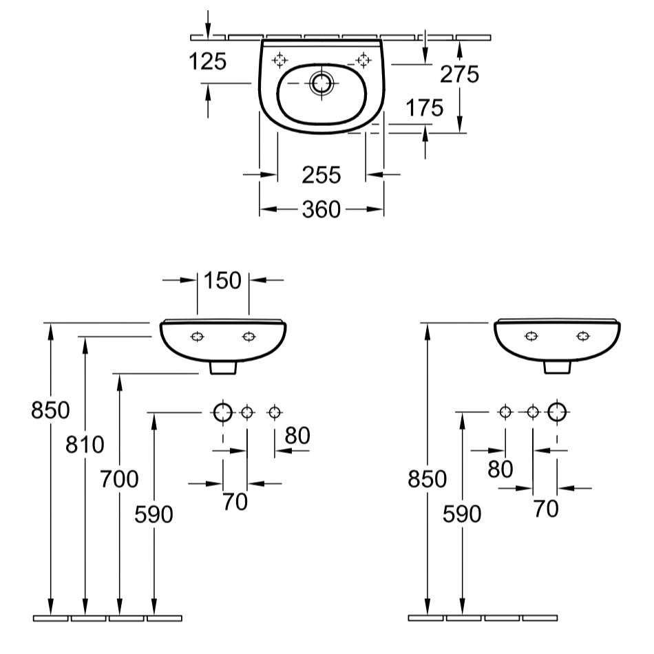 Umivalniki 53603601 Villeroy & Boch O.Novo 36 x 27,5 cm keramični umivalnik z odprtino za armaturo | KOPALNICA-ONLINE.SI