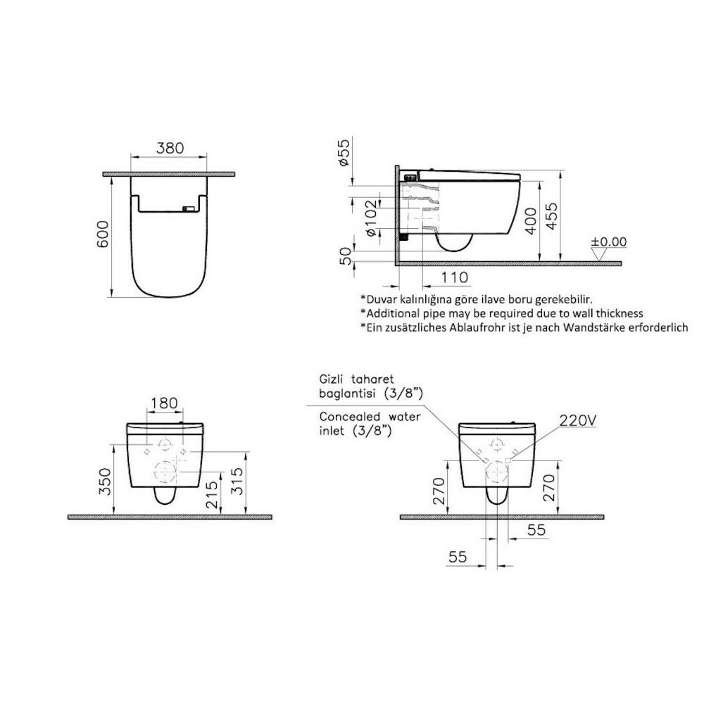 — 5674B403-6194 Vitra V Care Comfort 1.1 "VitrA Clean" higijenska brezrobna viseča WC školjka | KOPALNICA-ONLINE.SI