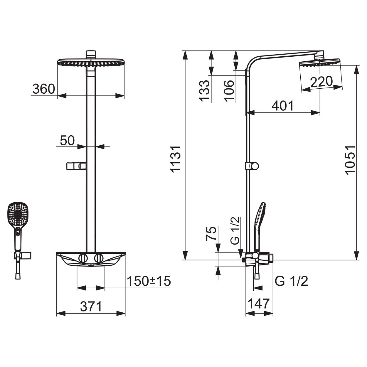 Tuš sistemi 5865017184 Hansa Emotion termostatska armatura s tuš setom | KOPALNICA-ONLINE.SI