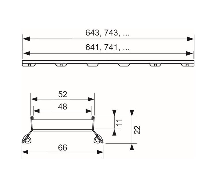 Tuš kanalete 600972 TECE Drainline 90 cm rešetka iz nerjavnega jekla za vložek iz keramične ploščice | KOPALNICA-ONLINE.SI