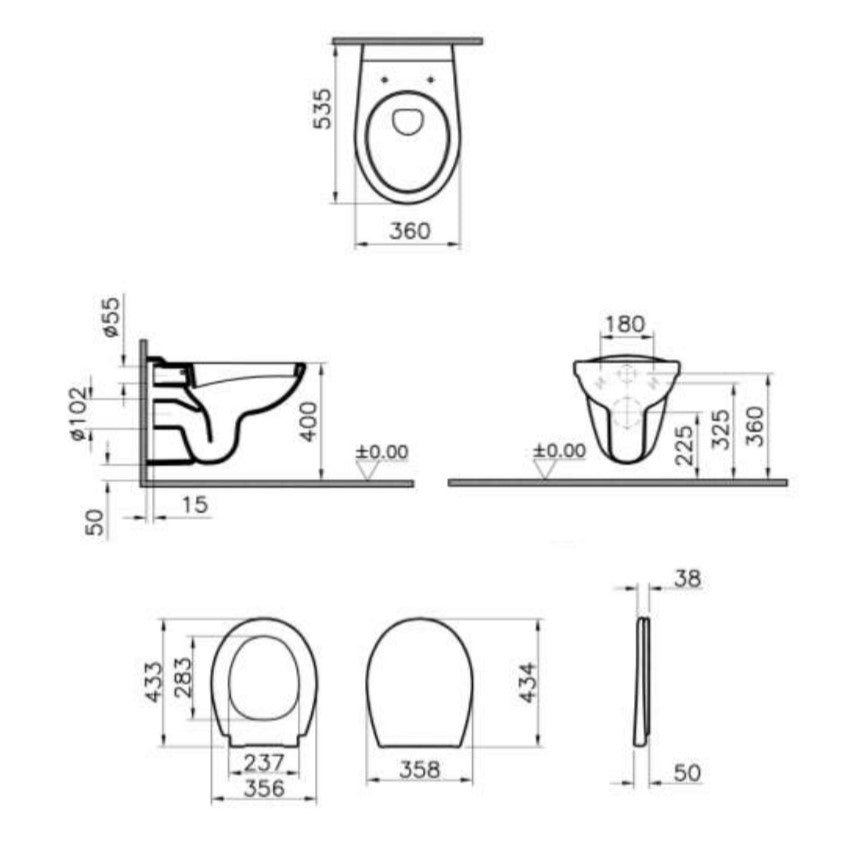WC školjke 6855-003-6290 Vitra Normus viseča WC školjka z WC desko s počasnim zapiranjem | KOPALNICA-ONLINE.SI