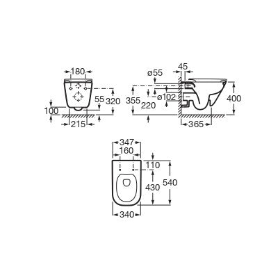 WC školjke 7.3464.7.L00.0 Roca The Gap viseča brezrobna WC školjka | KOPALNICA-ONLINE.SI