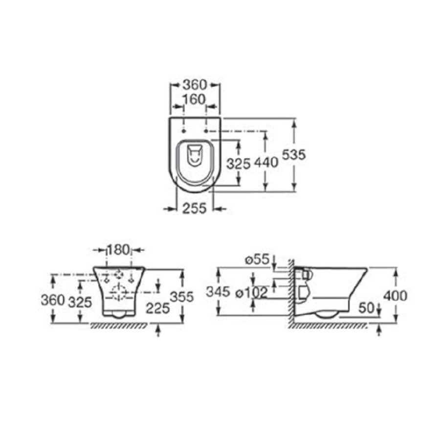 WC školjke 7.3466.4.L00.0 Roca Nexo viseča brezrobna WC školjka | KOPALNICA-ONLINE.SI