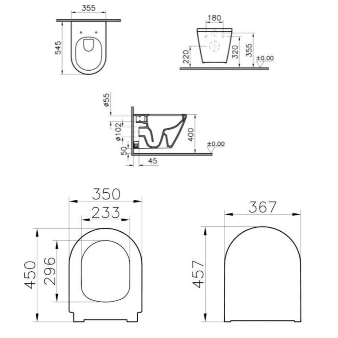 WC školjke 7041-003-6285 Vitra Integra viseča brezrobna WC školjka z WC desko s počasnim zapiranjem | KOPALNICA-ONLINE.SI