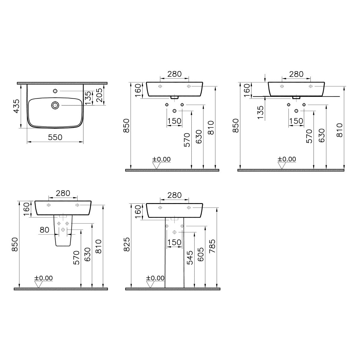 Umivalniki 7076-003-0973 Vitra Shift 55 x 43 cm nadpultni keramični umivalnik z odprtino za armaturo | KOPALNICA-ONLINE.SI