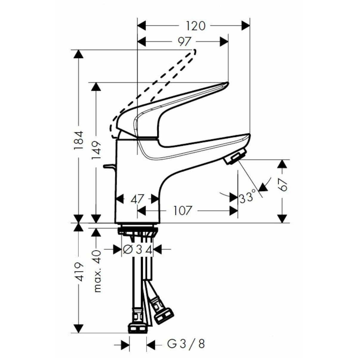 Armature 71020000 Hansgrohe Novus 70 armatura za umivalnik | KOPALNICA-ONLINE.SI