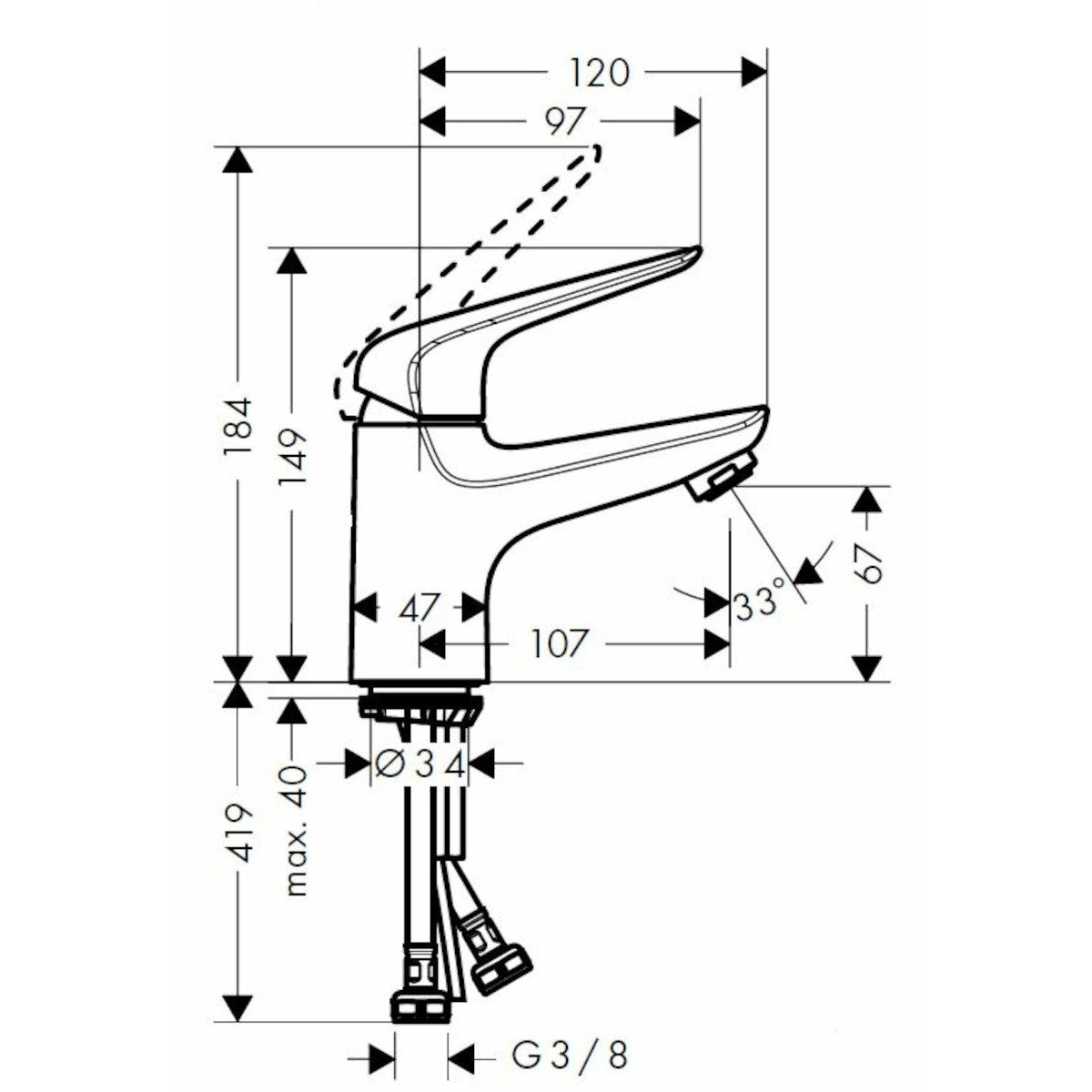 Armature 71021000 Hansgrohe Novus 70 armatura za umivalnik | KOPALNICA-ONLINE.SI