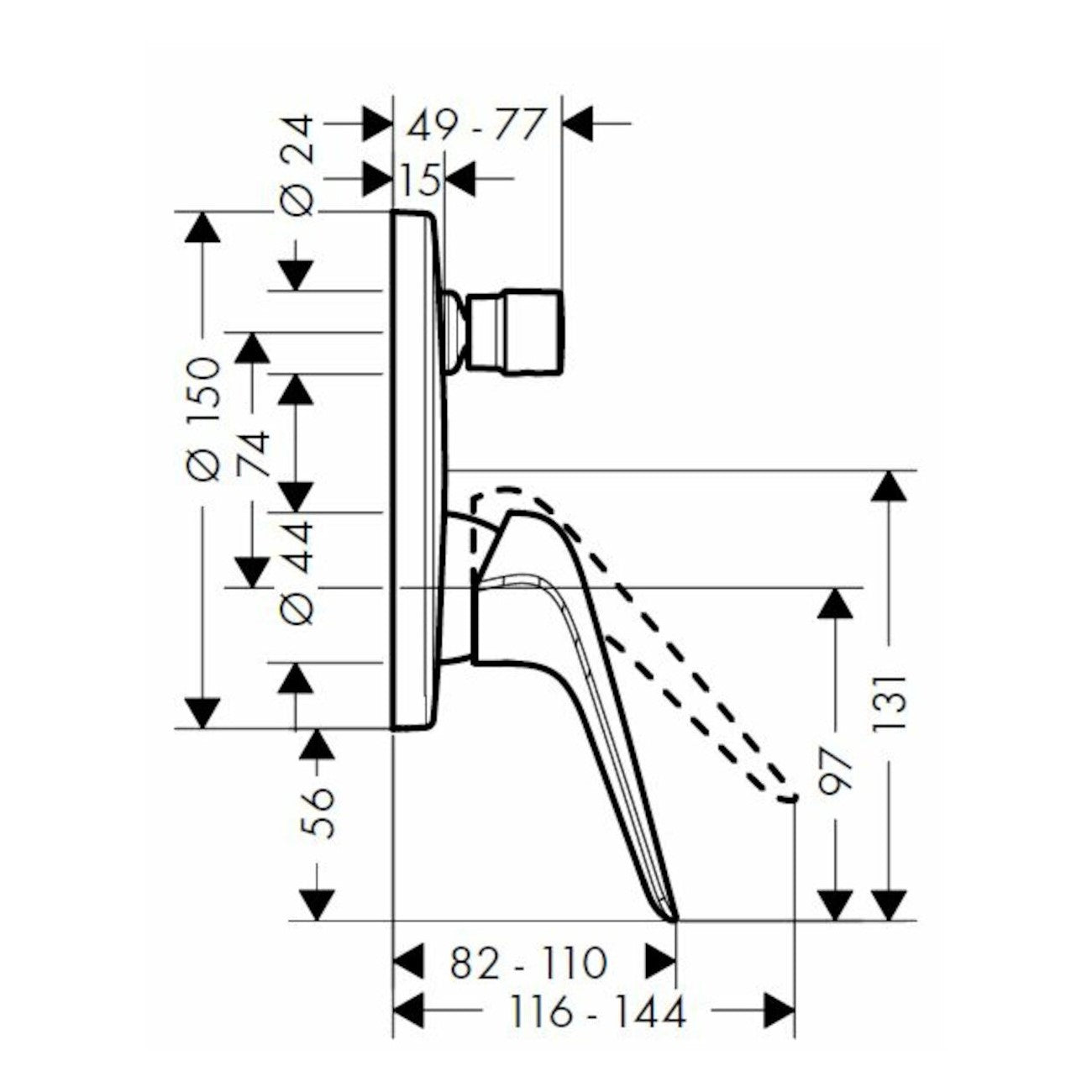 Armature 71045000 Hansgrohe Novus pokrivna plošča | KOPALNICA-ONLINE.SI