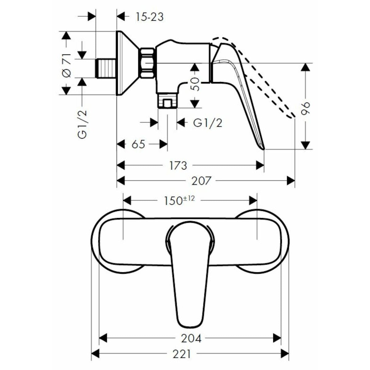 Armature 71060000 Hansgrohe Novus stenska armatura za tuš | KOPALNICA-ONLINE.SI