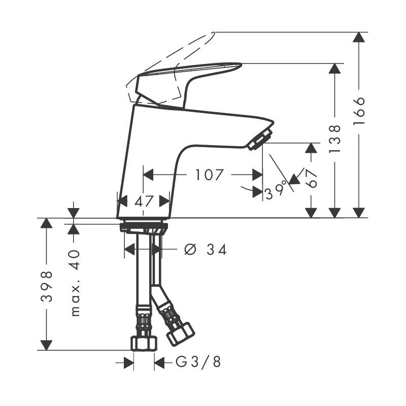 Armature 71077000 Hansgrohe Logis 70 Click-Clack armatura za umivalnik | KOPALNICA-ONLINE.SI