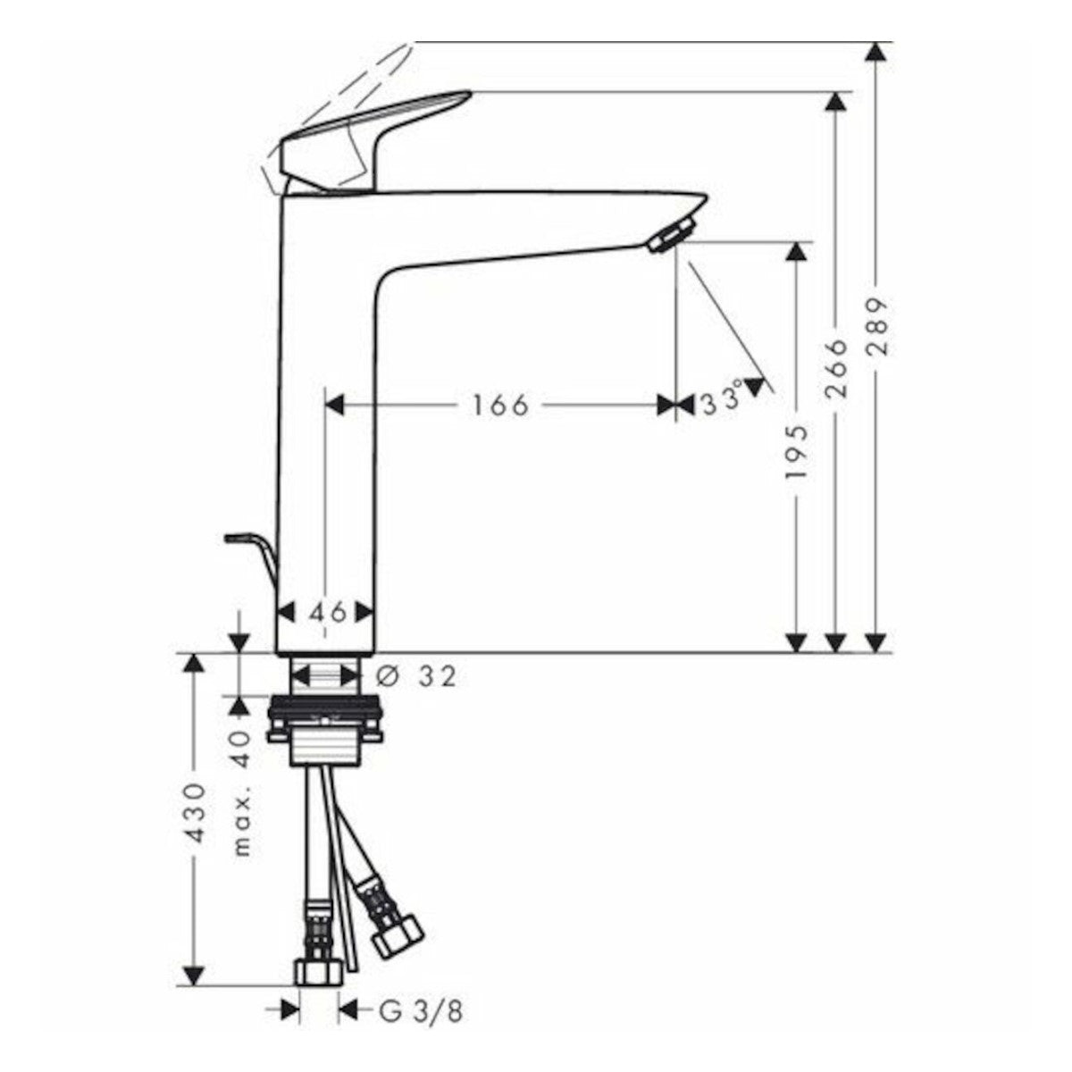 Armature 71090000 Hansgrohe Logis 190 visoka armatura za umivalnik | KOPALNICA-ONLINE.SI
