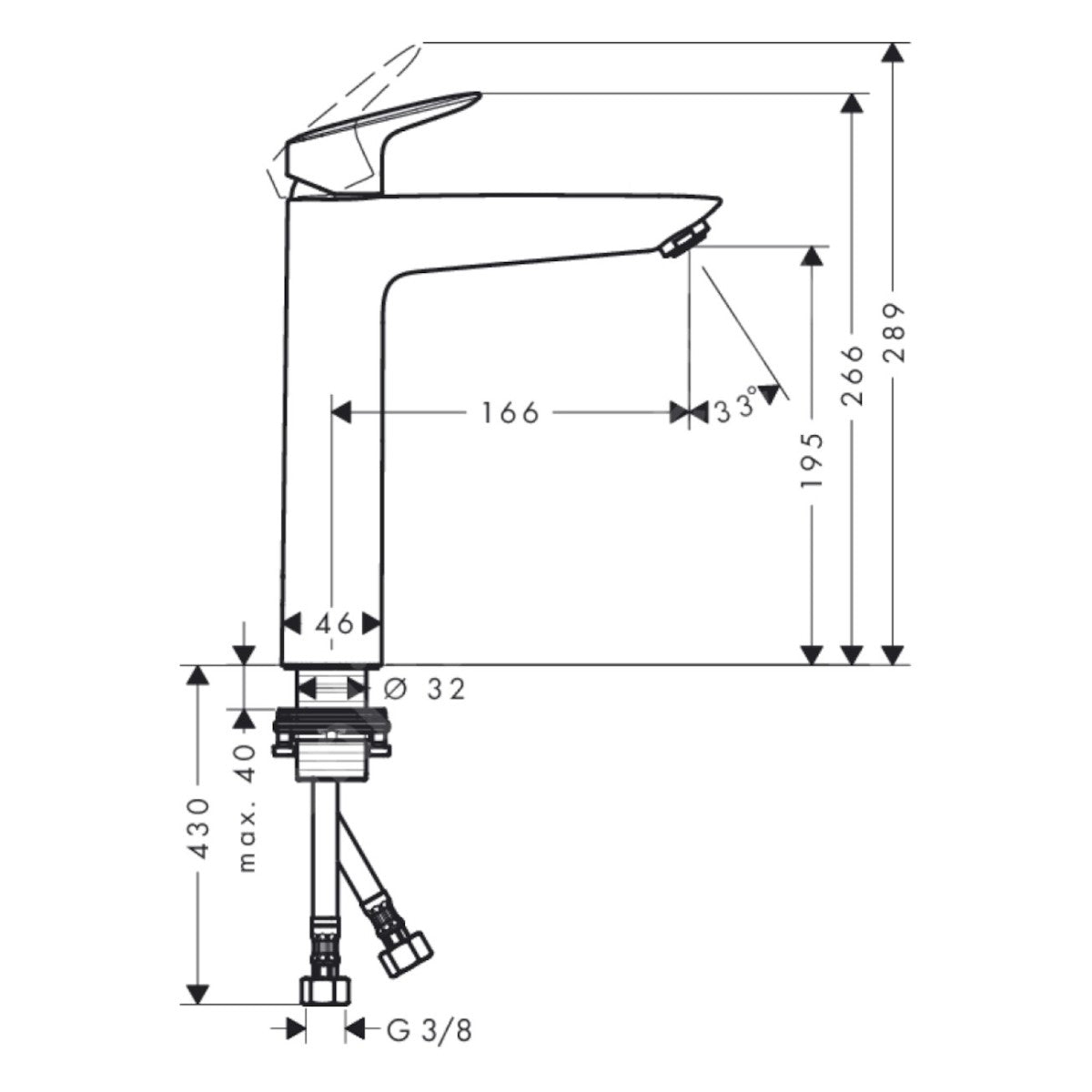 Armature 71091000 Hansgrohe Logis 190 visoka armatura za umivalnik | KOPALNICA-ONLINE.SI