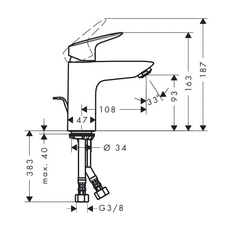 Armature 71100000 Hansgrohe Logis 100 armatura za umivalnik | KOPALNICA-ONLINE.SI