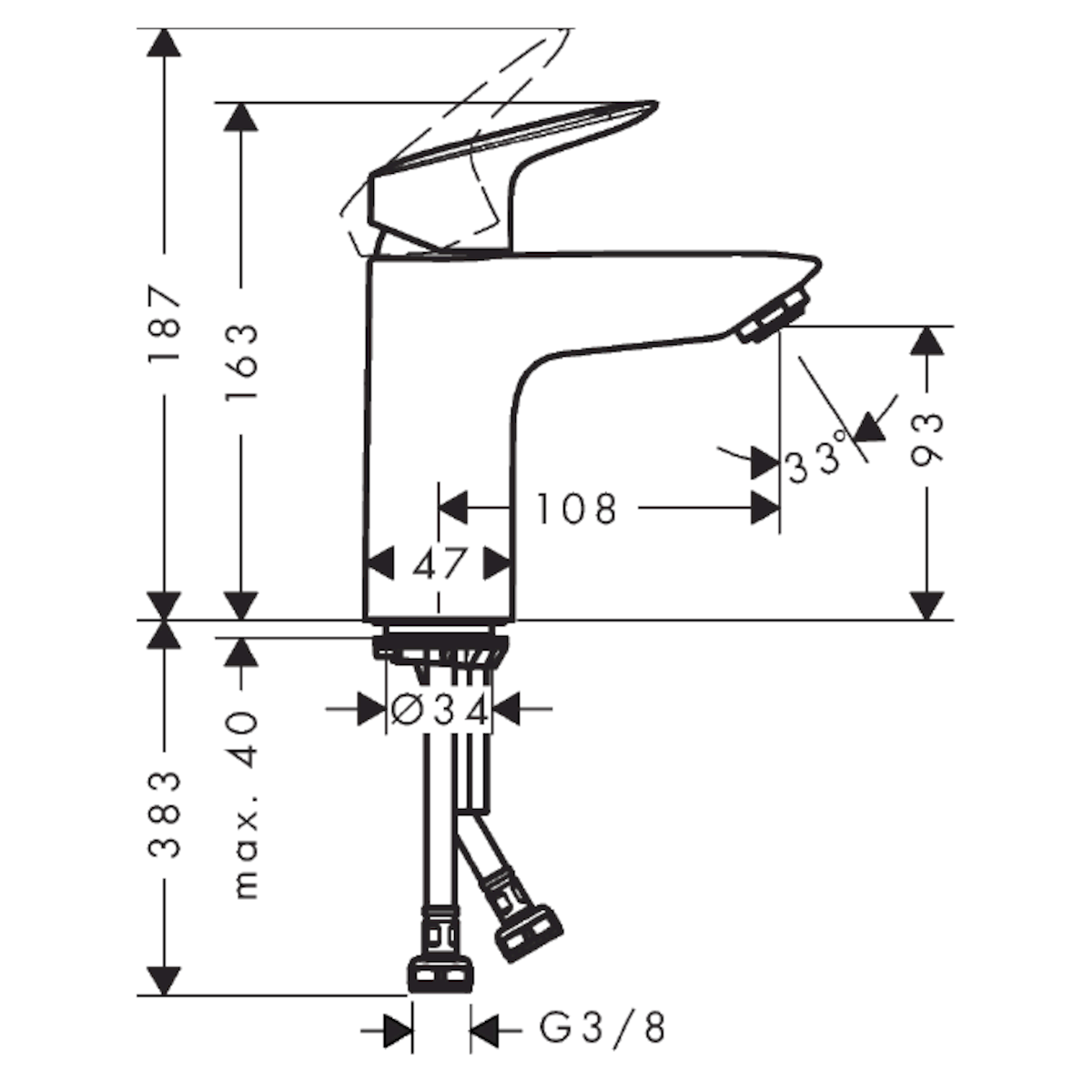 Armature 71107000 Hansgrohe Logis 100 Click-Clack armatura za umivalnik | KOPALNICA-ONLINE.SI