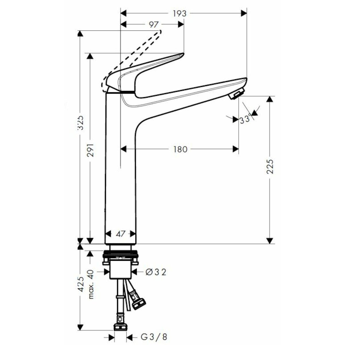 Armature 71124000 Hansgrohe Novus 230 visoka armatura za umivalnik | KOPALNICA-ONLINE.SI