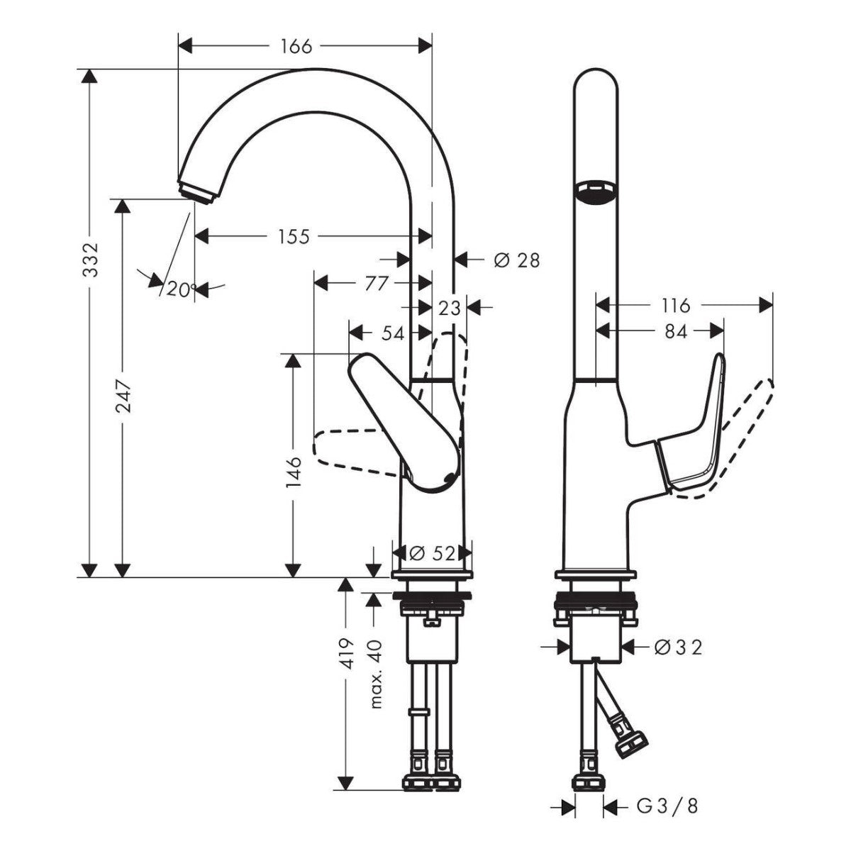 Armature 71128000 Hansgrohe Novus vrtljiva kuhinjska armatura | KOPALNICA-ONLINE.SI