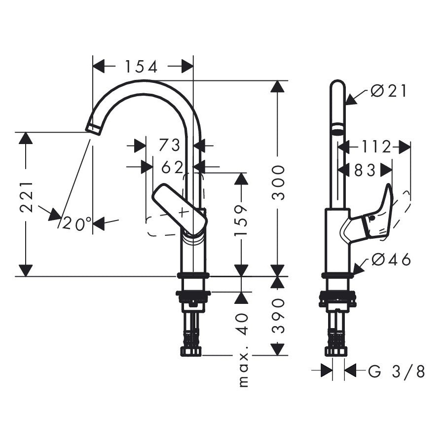 Armature 71131000 Hansgrohe Logis 210 vrtljiva kuhinjska armatura | KOPALNICA-ONLINE.SI