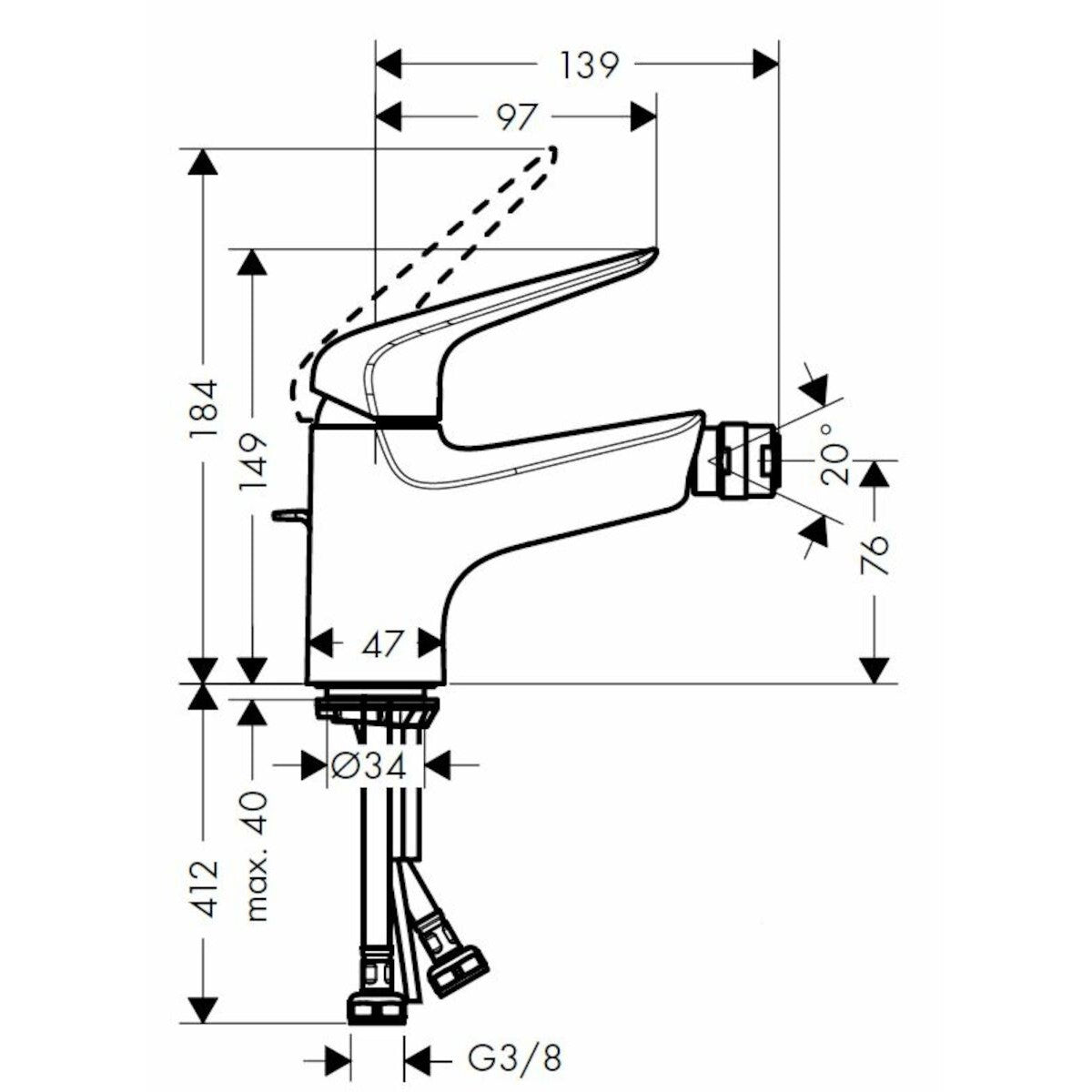 Armature 71142000 Hansgrohe Novus armatura za bide | KOPALNICA-ONLINE.SI