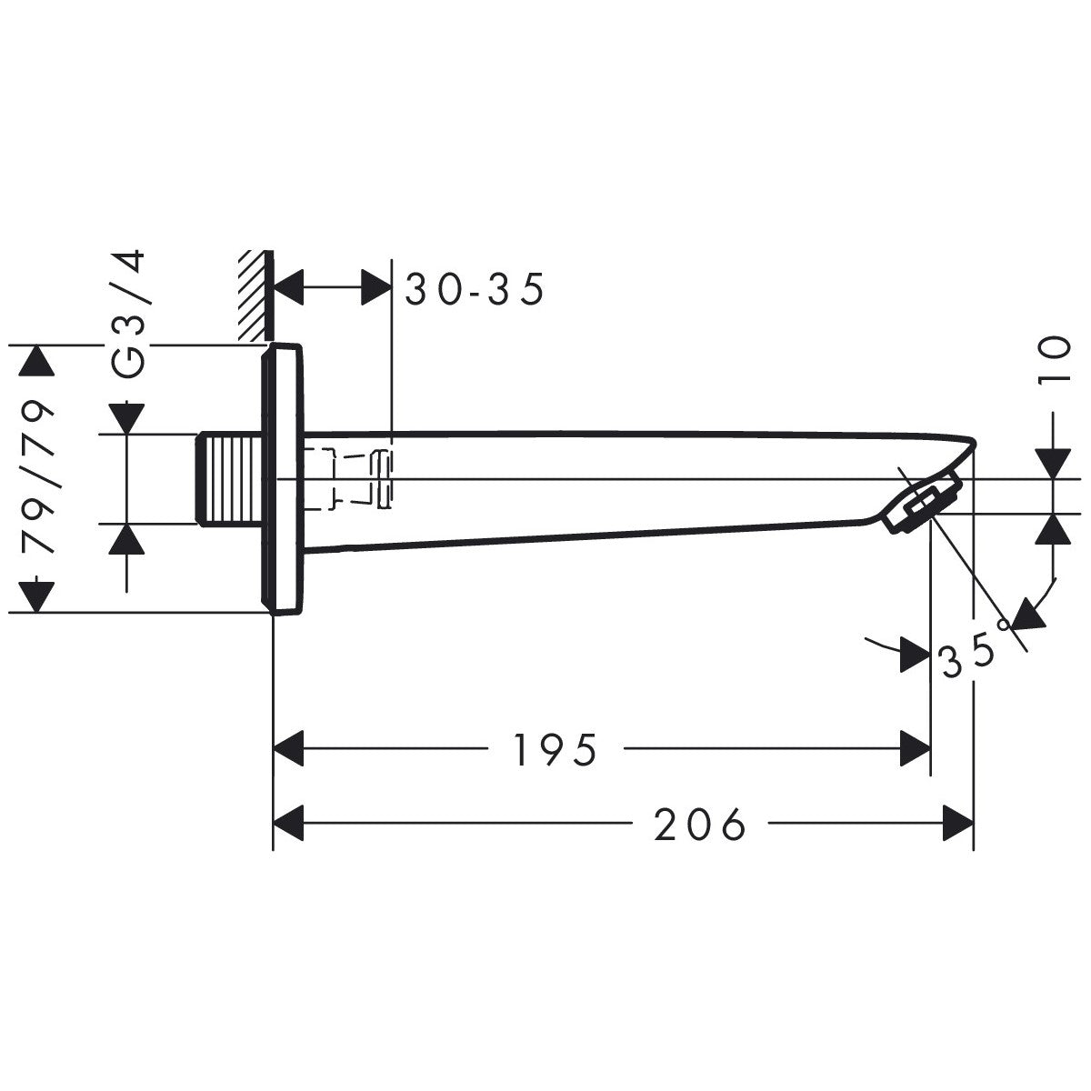 Armature 71410000 Hansgrohe Logis stenski izliv za kad ali umivalnik | KOPALNICA-ONLINE.SI