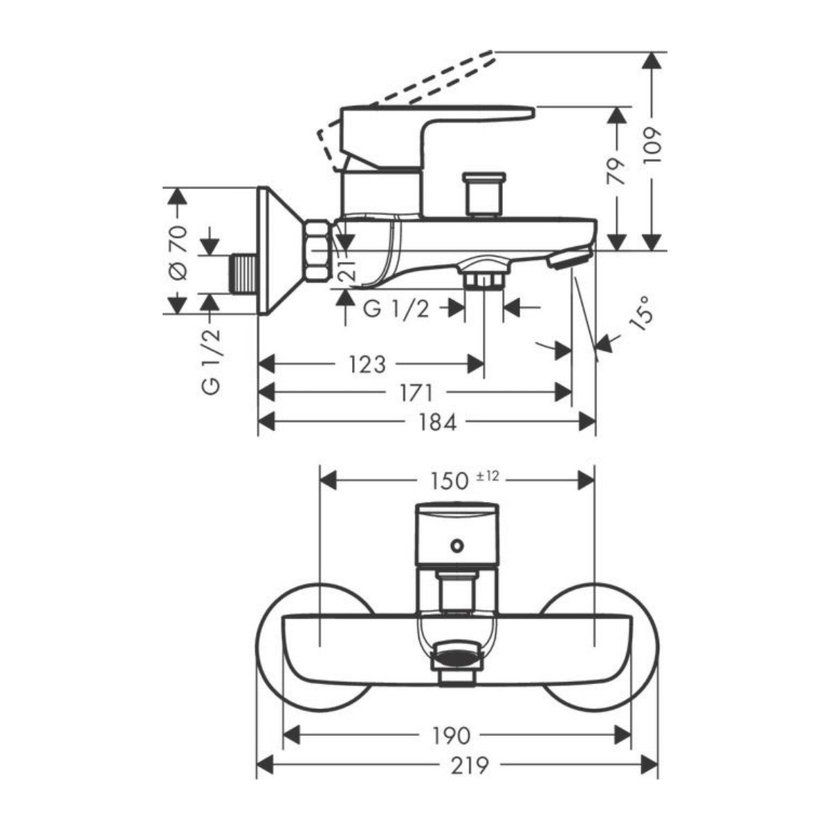 Armature 71440000 Hansgrohe Vernis Blend stenska armatura za kad | KOPALNICA-ONLINE.SI