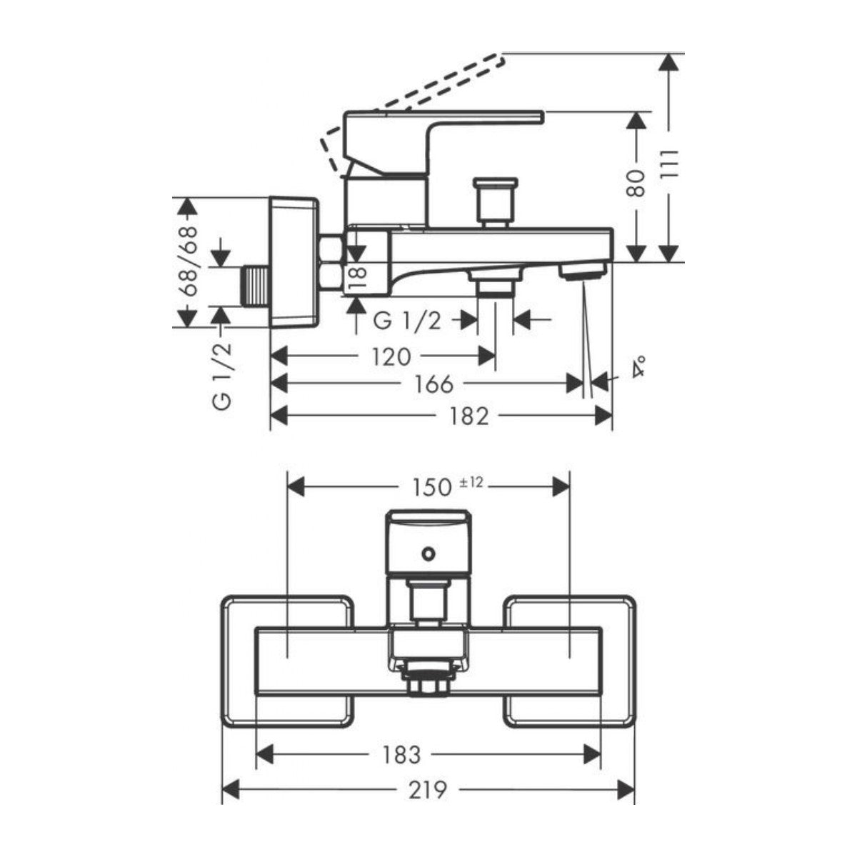 Armature 71450670 Hansgrohe Vernis Shape stenska armatura za kad | KOPALNICA-ONLINE.SI