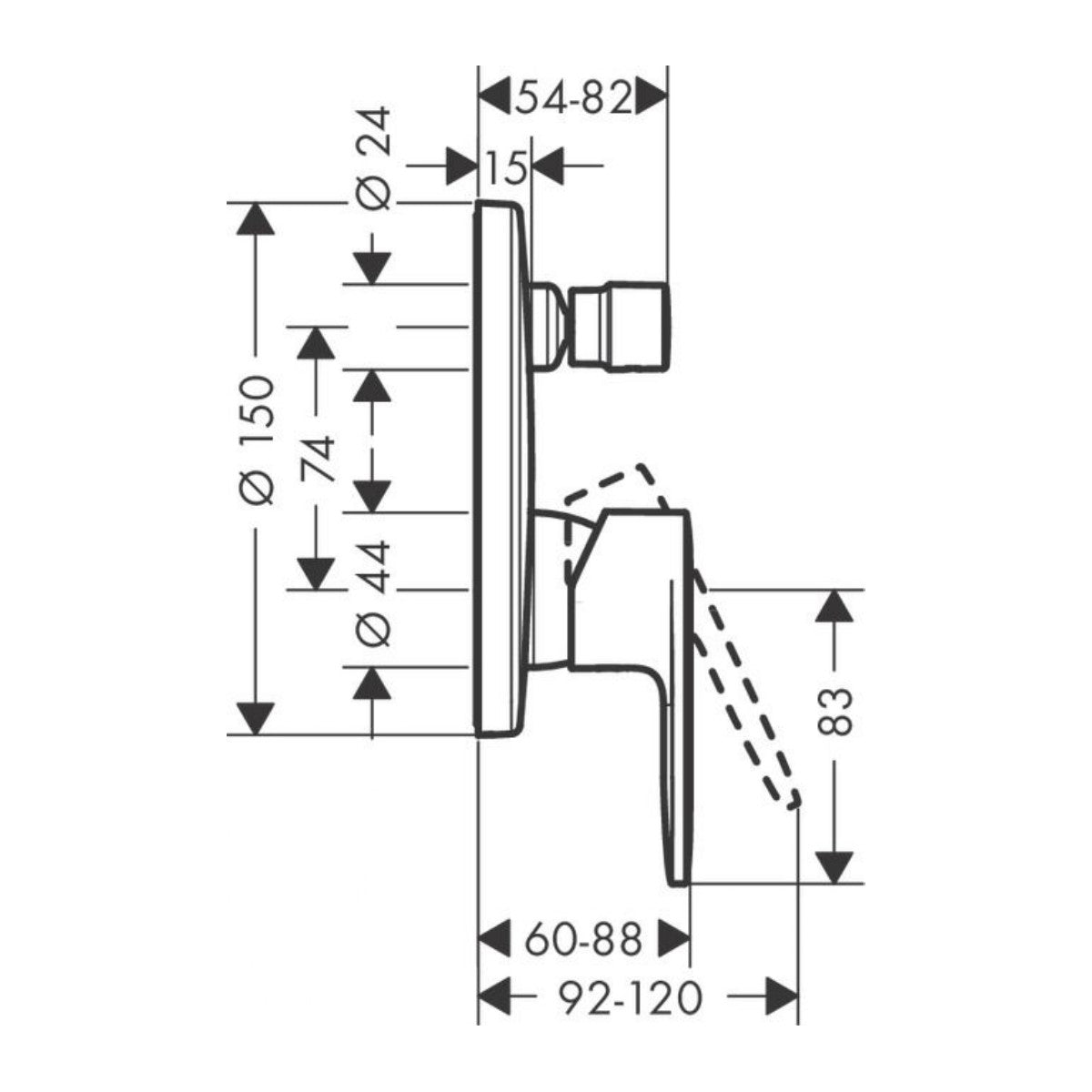 Armature 71466000 Hansgrohe Vernis Blend pokrivna plošča | KOPALNICA-ONLINE.SI