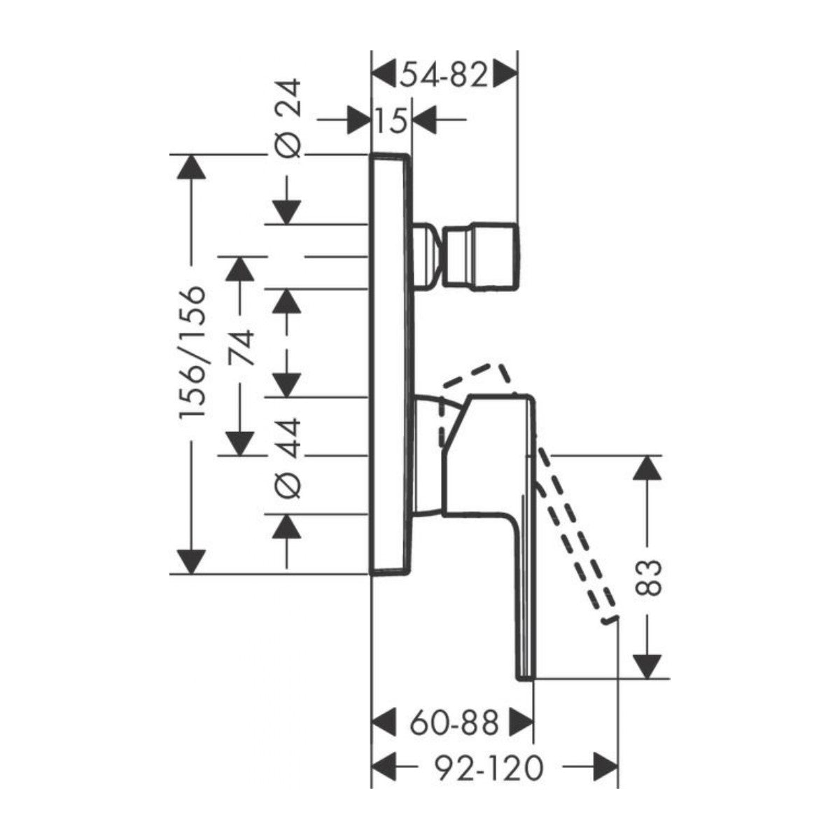 Armature 71468000 Hansgrohe Vernis Shape pokrivna plošča | KOPALNICA-ONLINE.SI