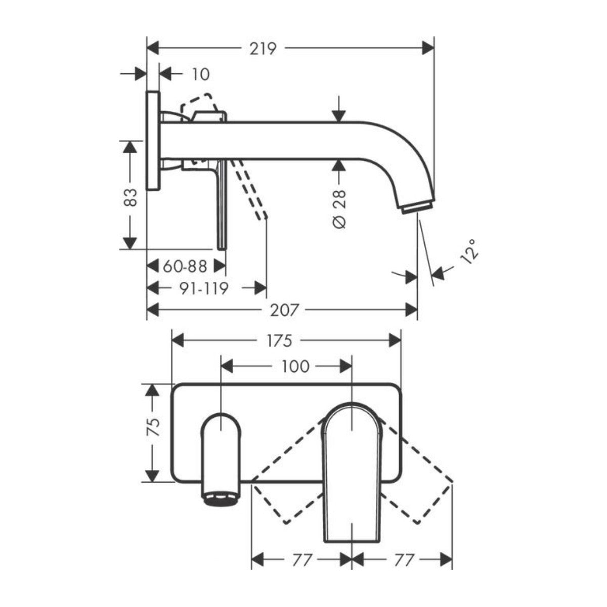 Armature 71578670 Hansgrohe Vernis Shape podometna armatura za umivalnik črna | KOPALNICA-ONLINE.SI