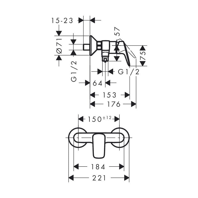 Armature 71600000 Hansgrohe Logis stenska armatura za tuš | KOPALNICA-ONLINE.SI